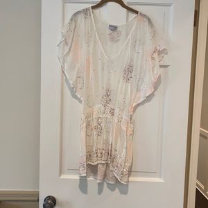 Juliet Dunn Sequin Embroidered Printed Women’s Designer Swimsuit Coverup OS